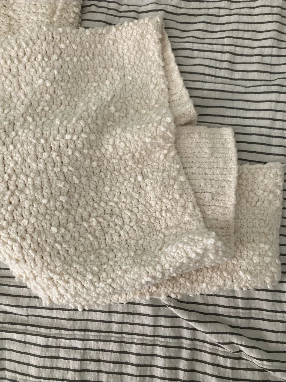 Free People Cream Open-Front Chunky Knit Cardigan